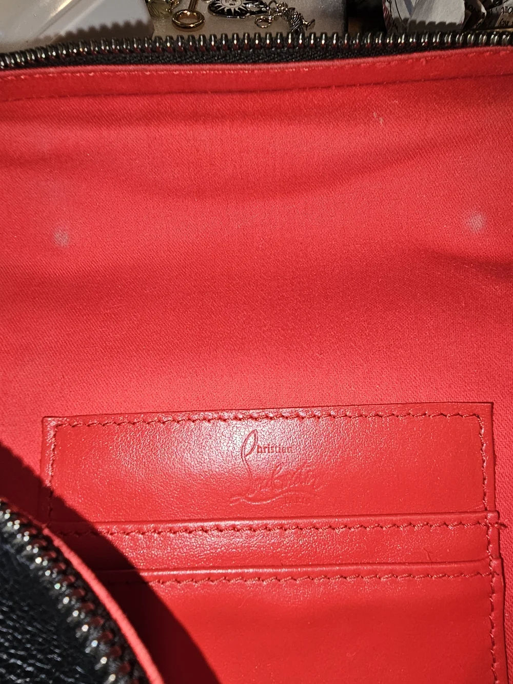 Christian Louboutin Bum Loubilab Black Pebbled Leather Crossbody Bag Red Lining